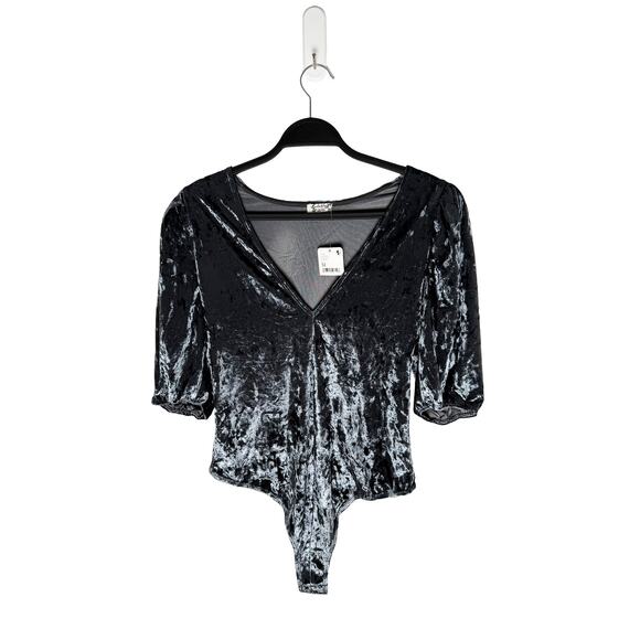 Free People Women's Intimately Don't You Wish Velvet Bodysuit Sunflower Seed NWT - Picture 6 of 14